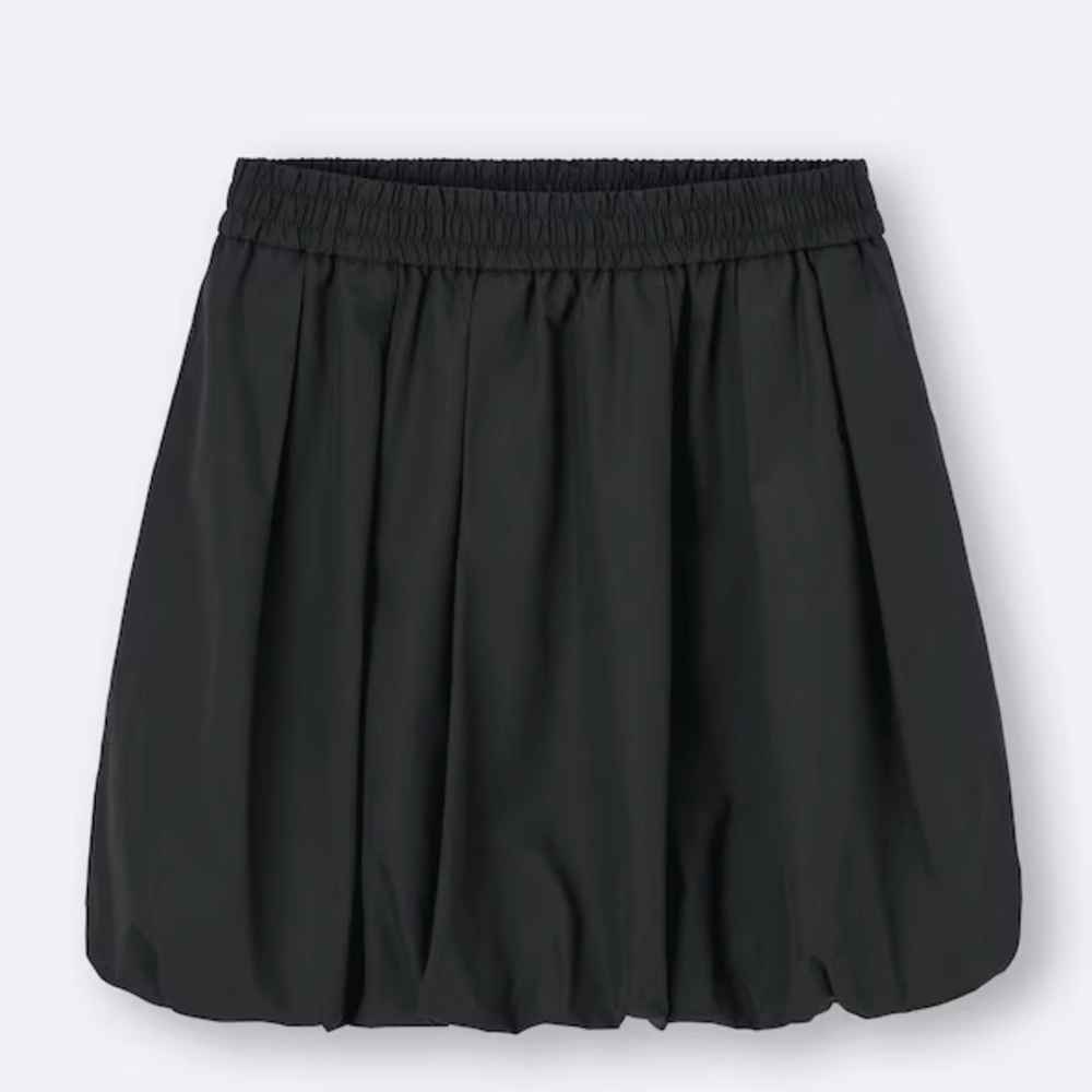GU Bubble Hem Mini Skirt Black NWT Women L Elastic Waist